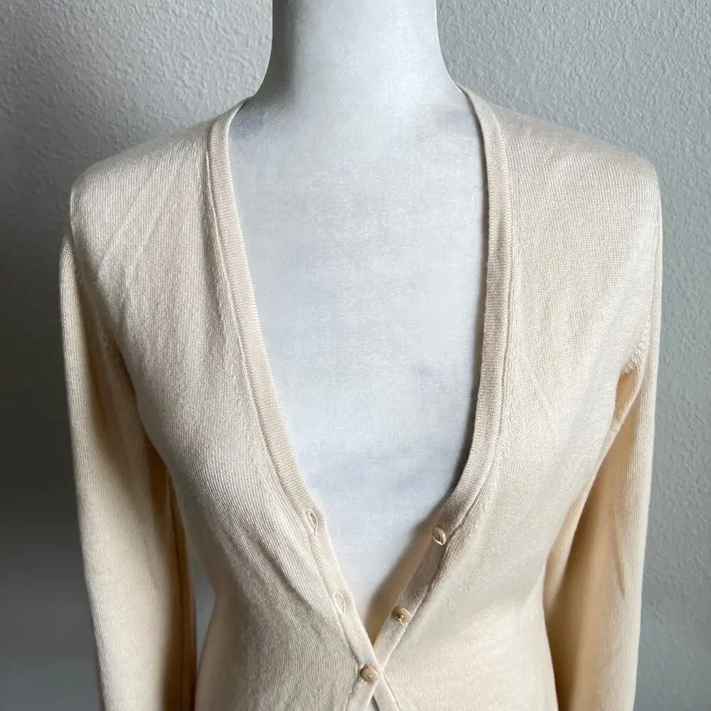 Giorgio's of Palm Beach Cashmere Silk Cardigan Women's 44 US M Off White Sweater